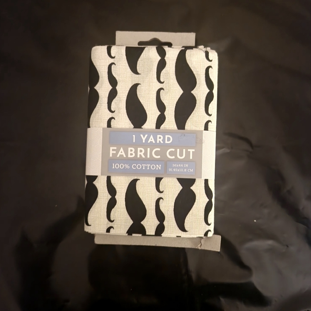 💥 3/$10 Black and White Mustache Print Fabric 1 Yard